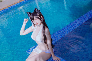 [Net Red COSER] Coser Populer Nizo Nisa - Baju Renang Atago Biru Bergantungan Anjing